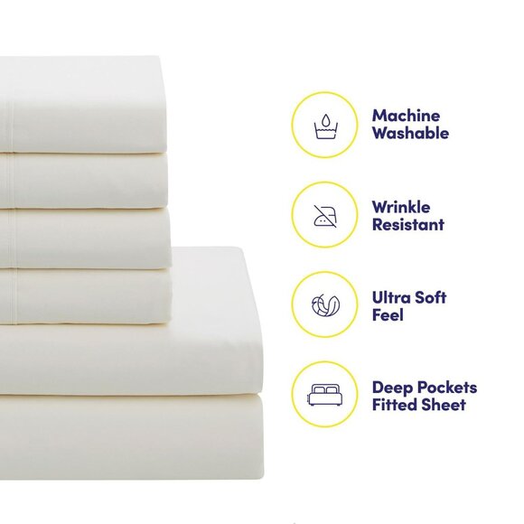 NWT Sweet Home Collection 7-Piece Comforter Set Ivory Off White Queen - Picture 3 of 9